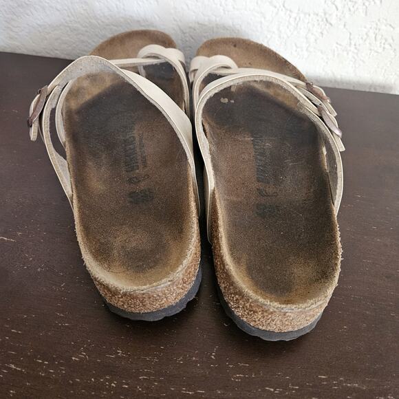 Birkenstock Mayari Sandals Womens 9 Leather Cream Pearl Slip On Shoes Comfort - Picture 9 of 12